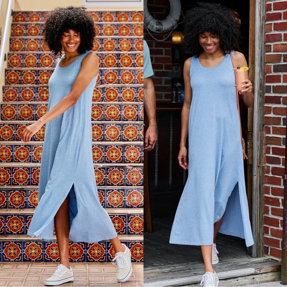 Free Fly • Bamboo Heritage Midi Dress maxi tank jersey knit Heather Flint grey - Picture 5 of 12